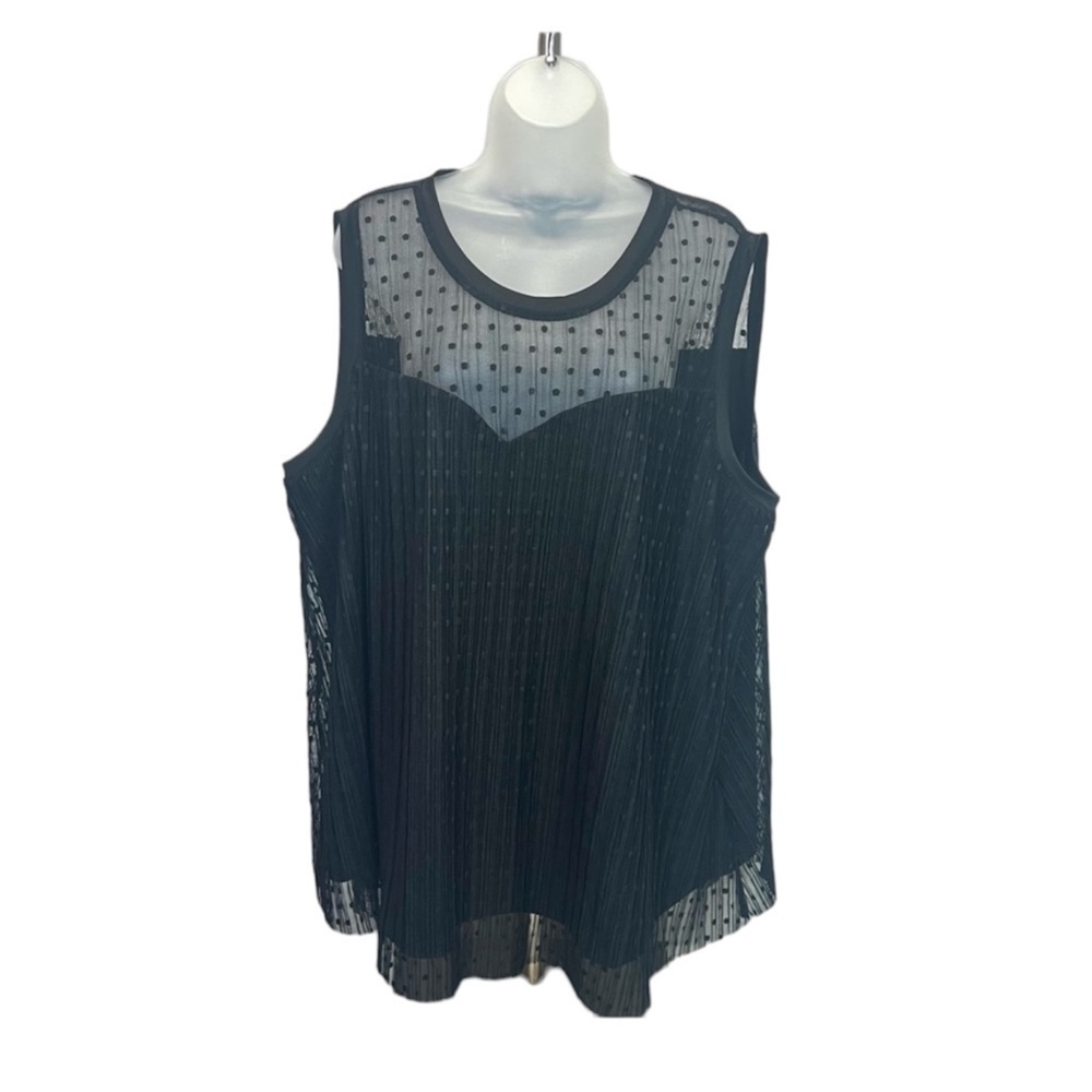 NWT Lane Bryant Sleeveless Black Lace Mesh Top Size 22/24